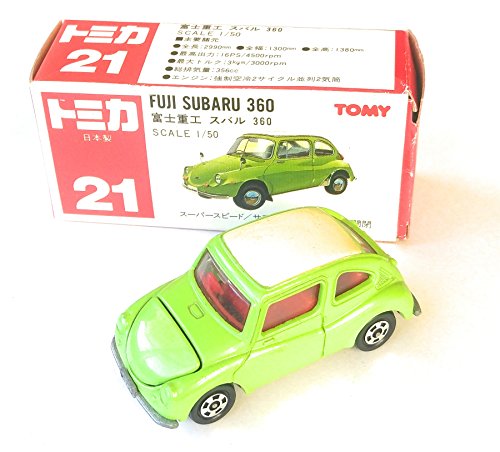 トミカ 日本製 21 富士重工 スバル 360 1/50 赤TOMYロゴ 箱(中古品)の