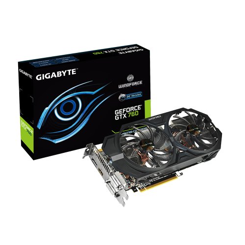 Gigabyte GTX760 GDDR5-2GB 2xDVI/HDMI/DP OC グラフィックカード GV-N760W(中古品)