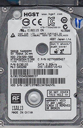 「非常に良い」hts545050?a7e380、PN 0j30155、MLC da5280、Hitachi 500?GB SATA 2.5ハー (中古品)