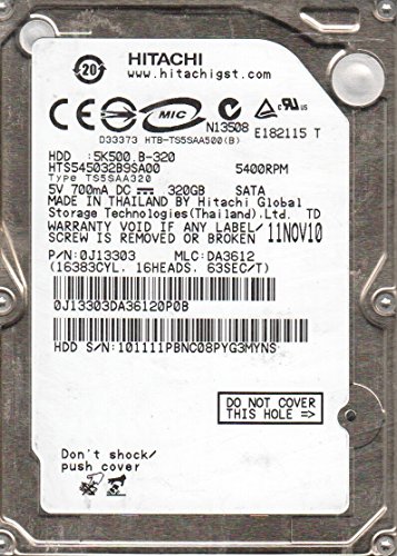 「非常に良い」hts545032b9sa00、PN 0j13303、MLC da3612、Hitachi 320?GB SATA 2.5ハード(中古品)