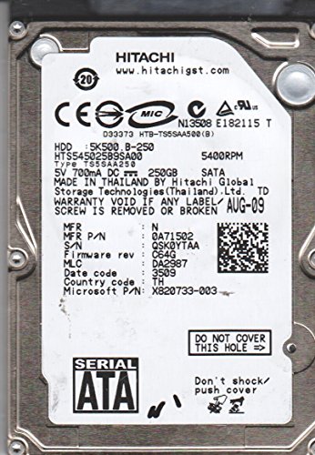 「非常に良い」Hitachi hts545025b9sa00?250?GB 5400rpm 2.5インチノートブックハードドラ(中古品)