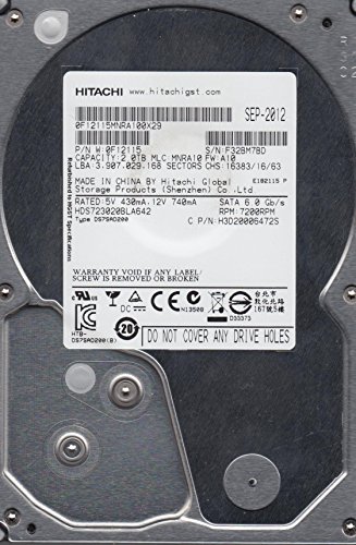 「未使用品」hds723020bla642、PN 0?F12115、MLC mnra10、Hitachi 2tb SATA 3.5ハードド(中古品)