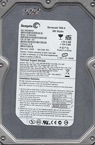 Seagate Barracuda 7200.8 ST3200826A 200GB 7200RPM 8MB Cache IDE Ultra (中古品)