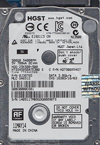 「非常に良い」hts545050?a7e380、PN 0j38765、MLC da6512、Hitachi 500?GB SATA 2.5ハー (中古品)