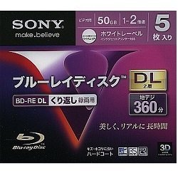 「非常に良い」SONY ビデオ用BD-RE DL片面2層 50GB 2倍速 プリンタブル 5枚パック 5BNE2VD(中古品)