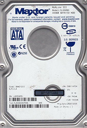 Maxtor MaXLine III 7L300S0 300GB 7200RPM 16MB Cache SATA 1.5Gb/s 3.5イ(中古品)
