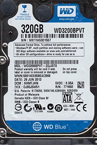 WD3200BPVT-22JJ5T0、DCM HHMTJHN、Western Digital 320GB SATA 2.5ハード (中古品)