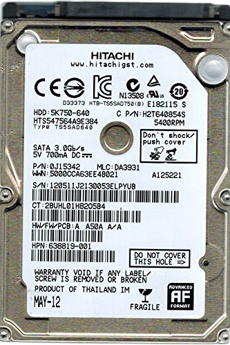 Hitachi hts547564?a9e384?P/N : 0j15342?MLC : da3931?640?GB(中古品)