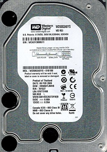 「非常に良い」Western Digital wd5002abys-01b1b0?500?GB DCM : hbnnhtjmhb(中古品)