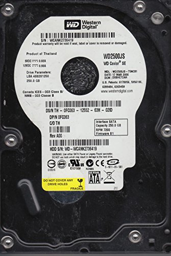 「非常に良い」wd2500js-75ncb1、DCM dsbhct2ah、Westernデジタル250?GB SATA 3.5ハードド(中古品)