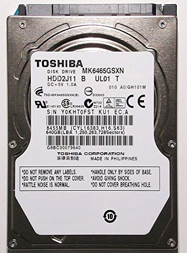 「ほぼ新品」東芝 MK6465GSXN 2.5inch SATA 3Gb/s 640GB 8MB 5400rpm 9.5mm 512セクター(中古品)