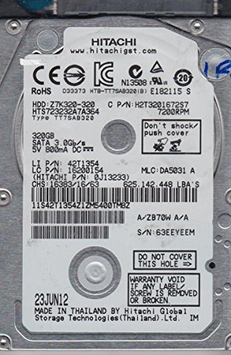 hts723232?a7a364、PN 0j13233、MLC 地方検事5031、Hitachi 320?GB SATA 2.5ハー (中古品)