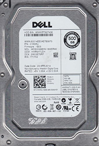 「未使用品」wd5003abyx-18wera0、DCM hhrnhtjch、Dell 500?GB SATA 3.5ハードドライブ(中古品)