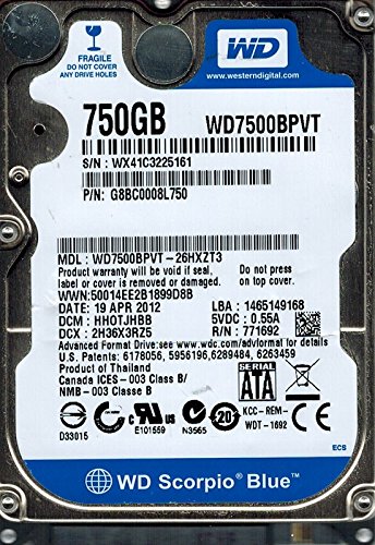 Western Digital wd7500bpvt-26hxzt3?750?GB DCM : hhotjhbb(中古品