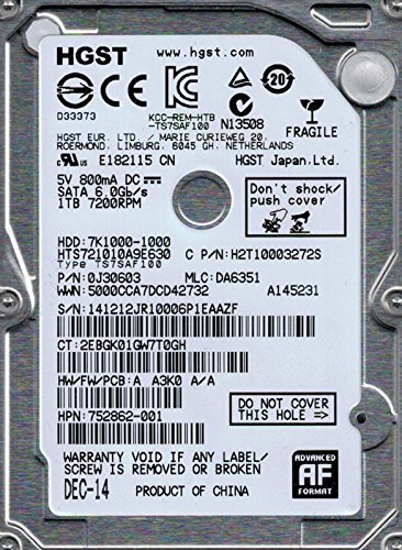 「未使用品」hts721010?a9e630?MLC : da6351?P/N : 0j30603?Hitachi 1tb(中古品)
