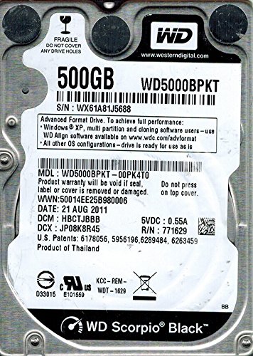 Western Digital wd5000bpkt-00pk4t0?DCM : hbctjbbb 500?GB(中古品)