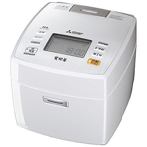 三菱電機 IHジャー炊飯器 備長炭炭炊釜 5.5合炊き ピュアホワイト NJ-VV106(中古品)