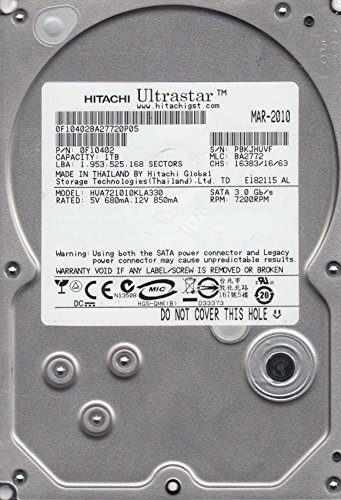 hua721010kla330、PN 0?F10402、MLC ba2772、Hitachi 1tb SATA 3.5ハードド(中古品)の通販は 16,237円