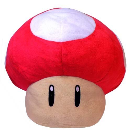 「非常に良い」スーパーマリオ 特大サイズぬいぐるみ スーパーキノコ(赤)(中古品)