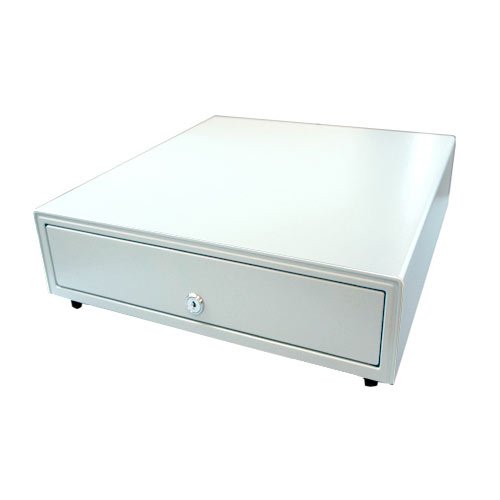 ビジコム 手動式 キャッシュドロア 小型 白 3札/6硬貨 日本製 BC-415HP-W(6(中古品)