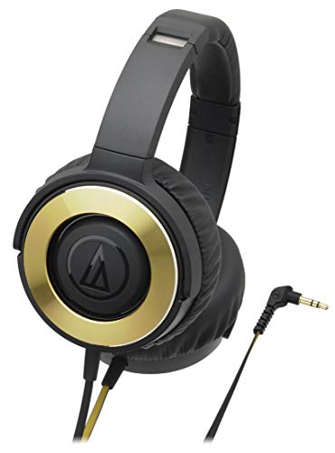 audio-technica SOLID BASS ポータブルヘッドホン 重低音 ブラックゴールド(中古品)