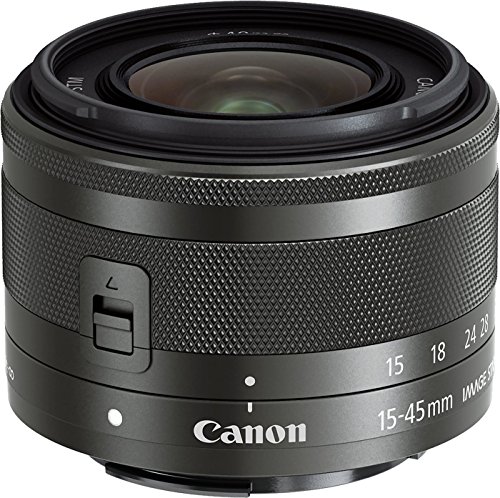 「未使用品」Canon 標準ズームレンズ EF-M15-45mm F3.5-6.3IS STM(グラファイト) ミラー(中古品)