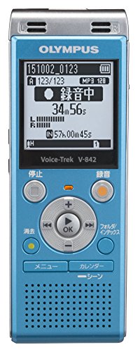 OLYMPUS ICレコーダー VoiceTrek 4GB MicroSD対応 V-842 ブルー V-842 BLU(中古品)