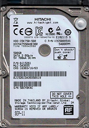 hcc547550?a9e380?MLC : da3935?P / N : 0j15261?Hitachi 500?GB(中古品)