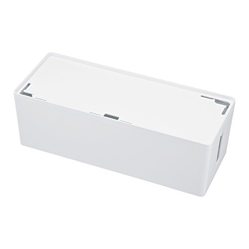 「未使用品」サンワサプライ ケーブル&amp;タップ収納ボックス Lサイズ ホワイト CB-BOXP3WN(中古品)