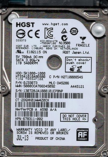 「未使用品」hts541010?a9e680?P/N : 0j33073?MLC : da5286?HGST 1tb(中古品)