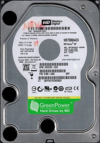 wd7500aacs-65d6b0?DCM : darnht2cab wcau8?Westernデジタル750?GB(中古品)