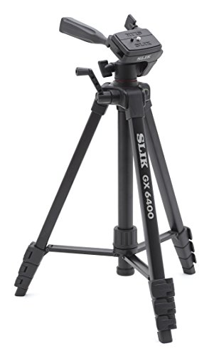 「ほぼ新品」SLIK 三脚 GX 6400 4段 レバーロック 21mmパイプ径 3ウェイ雲台 クイックシ(中古品)
