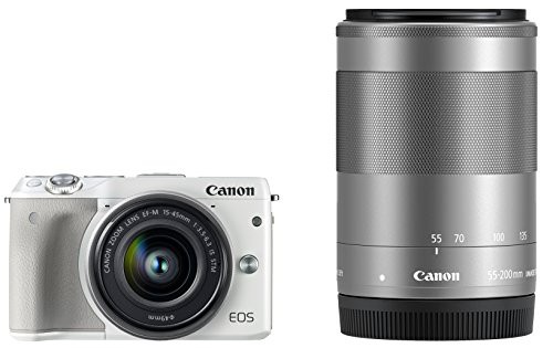 Canon ミラーレス一眼カメラ EOS M3 ダブルズームキット(ホワイト) EF-M15-(中古品)