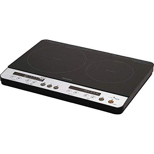 アイリスオーヤマ 2口 IHクッキングヒーター 工事不要 1400W 100V ブラック(中古品)