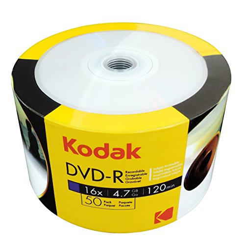 「ほぼ新品」Kodak DVD-R 16x High Speed 4.7GB 120 minutes Full Face Printable 50 pa(中古品)