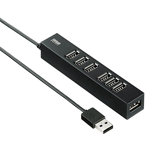 「ほぼ新品」サンワサプライ USB2.0ハブ(7ポート) USB-2H701BK(中古品)