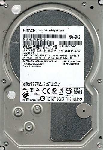 Hitachi HUA722020ALA330 P/N: 0F10312 MLC: JPK34E 2TB [並行輸入品](中古品)の通販は