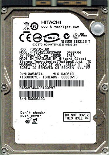 Hitachi HTS542516K9SA00 160GB P/N: 0A54874 MLC: DA2010 [並行輸入品](中古品)