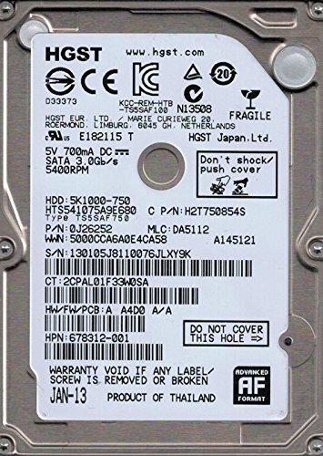 Hitachi HTS541075A9E680 P/N: 0J26252 MLC: DA5112 750GB [並行輸入品](中古品)
