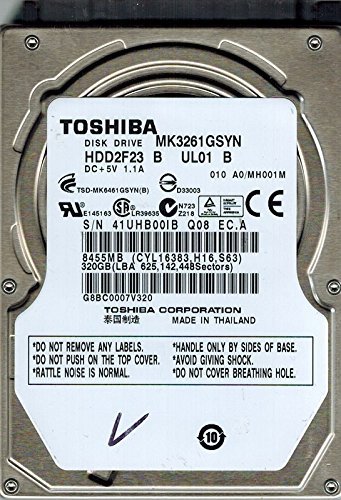「非常に良い」Toshiba MK3261GSYN HDD2F23 B UL01 B F/W: A0/MH001M THAILAND 320GB [並 (中古品)