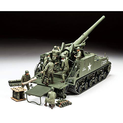 「非常に良い」タミヤ 1/35 ミリタリーミニチュアシリーズ No.351 アメリカ 陸軍 155mm M4(中古品)