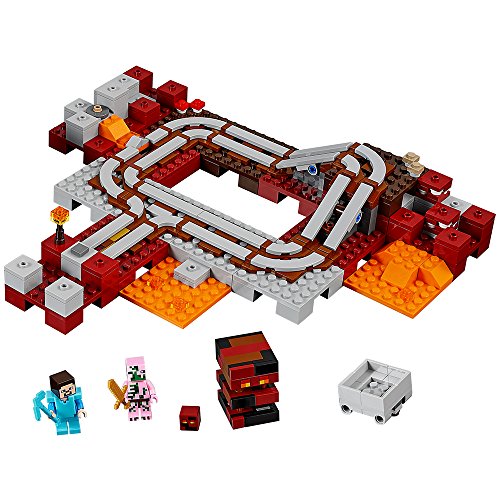 「非常に良い」LEGO Minecraft The Nether Railway 21130 Building Kit (387 Pieces)(中古品)