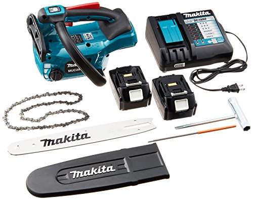 「未使用品」マキタ 充電式チェンソー ガイドバー250mm 青 18V 6Ahバッテリ2本・充電器 (中古品)