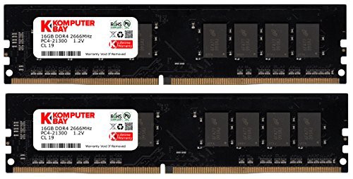 KOMPUTERBAY 32GB 16GB x 2 DDR4 メモリー 2666MHz PC4-21300 DIMM CL 19(中古品)