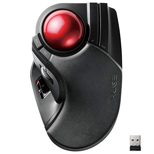 エレコム マウス ワイヤレス (レシーバー付属) トラックボール 大玉 8ボタ (中古品)