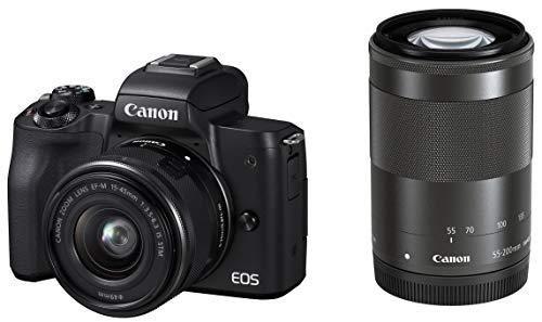 「非常に良い」Canon ミラーレス一眼カメラ EOS Kiss M(ブラック)・ダブルズームキット EO(中古品)