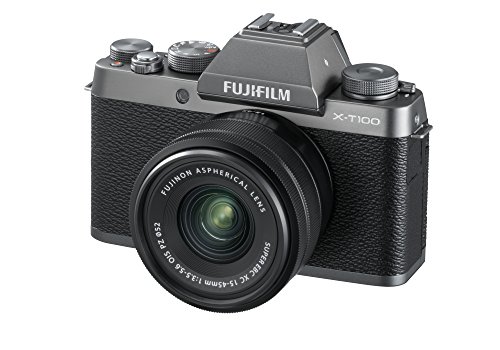 FUJIFILM ミラーレス一眼 X-T100レンズキット ダークシルバー X-T100LK-DS(中古品)