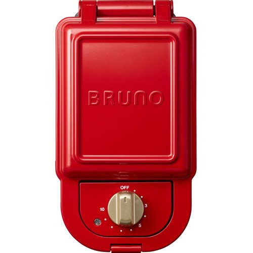 「未使用品」ブルーノ BRUNO ホットサンドメーカー 耳まで焼ける 電気 シングル レッド (中古品)