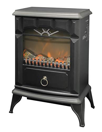 [山善] 暖炉型ヒーター 疑似炎 照度調整機能付き アンティーク ブラック YD(中古品)