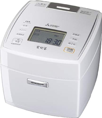 「非常に良い」三菱 IHジャー炊飯器（5.5合炊き）　ピュアホワイトMITSUBISHI　備長炭炭炊(中古品)
